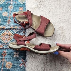 Merrell Women US 6 Sandals Hibiscus Port Slingback Red Comfort Walking Shoes